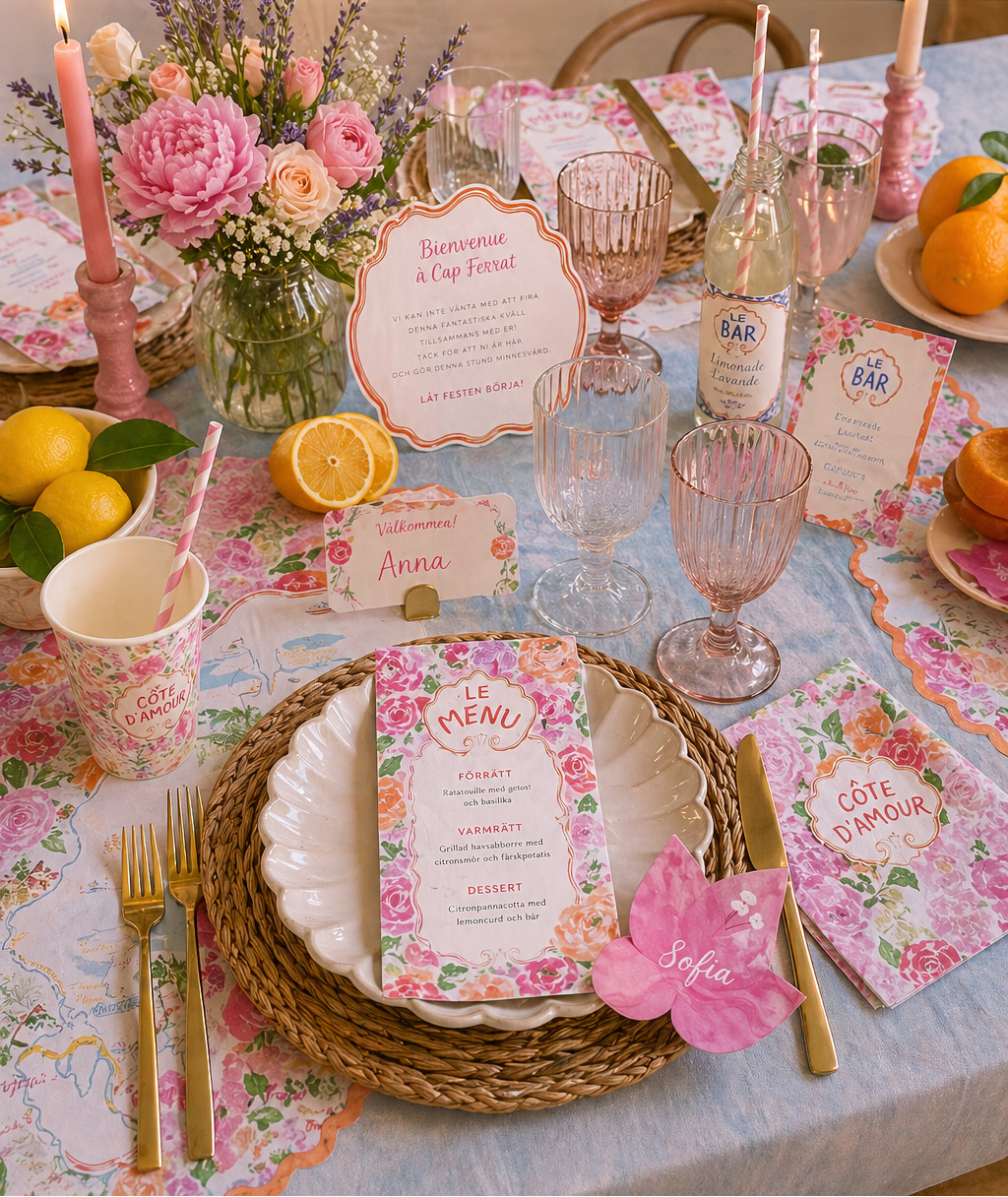 Dukningsrecept: Tjejmiddag i blommigt & rosa